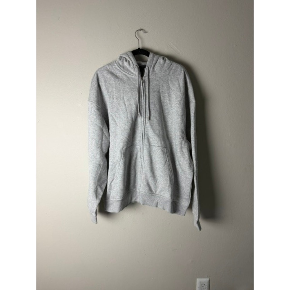 H&M Mens Relaxed Fit Zip Up Hoodie Light Gray Heather Fleece NWT XL